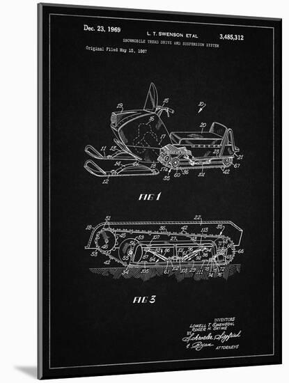PP1046-Vintage Black Snow Mobile Patent Poster-Cole Borders-Mounted Giclee Print