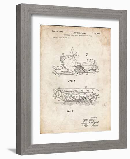 PP1046-Vintage Parchment Snow Mobile Patent Poster-Cole Borders-Framed Giclee Print