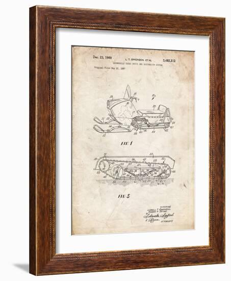 PP1046-Vintage Parchment Snow Mobile Patent Poster-Cole Borders-Framed Giclee Print