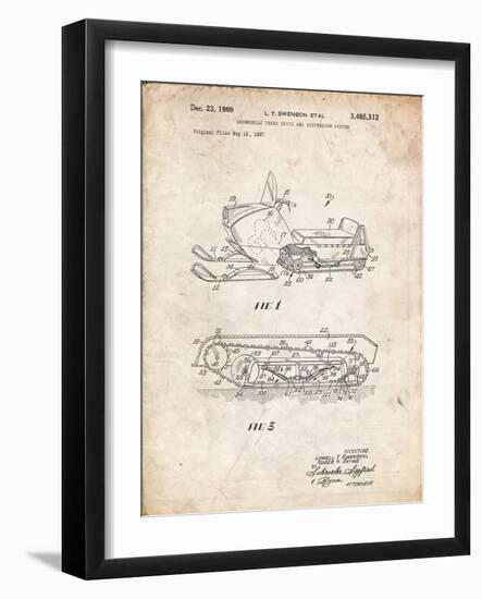 PP1046-Vintage Parchment Snow Mobile Patent Poster-Cole Borders-Framed Giclee Print