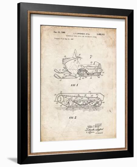 PP1046-Vintage Parchment Snow Mobile Patent Poster-Cole Borders-Framed Giclee Print