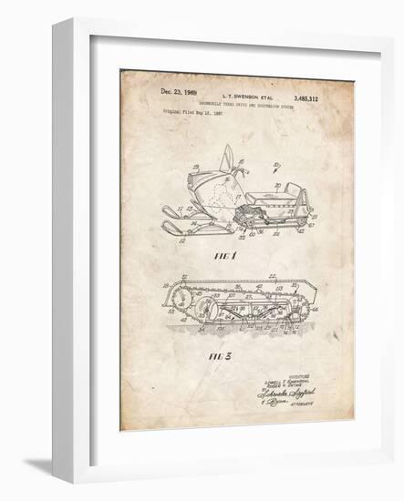 PP1046-Vintage Parchment Snow Mobile Patent Poster-Cole Borders-Framed Giclee Print