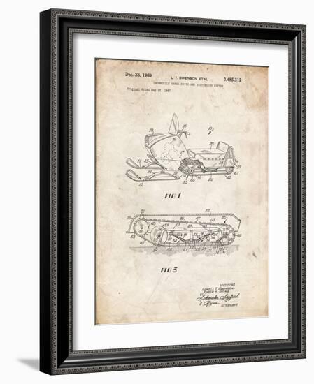 PP1046-Vintage Parchment Snow Mobile Patent Poster-Cole Borders-Framed Giclee Print