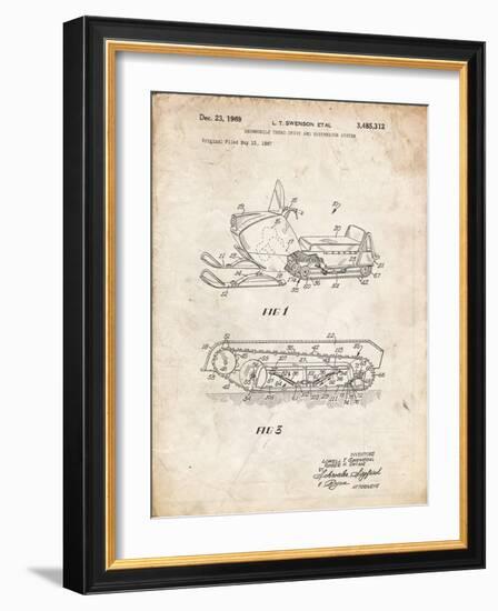 PP1046-Vintage Parchment Snow Mobile Patent Poster-Cole Borders-Framed Giclee Print