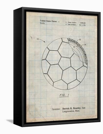 PP1047-Antique Grid Parchment Soccer Ball Layers Patent Poster-Cole Borders-Framed Premier Image Canvas