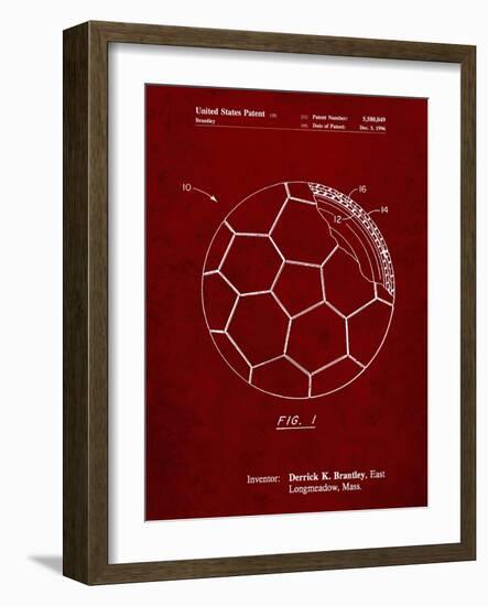 PP1047-Burgundy Soccer Ball Layers Patent Poster-Cole Borders-Framed Giclee Print