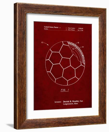 PP1047-Burgundy Soccer Ball Layers Patent Poster-Cole Borders-Framed Giclee Print