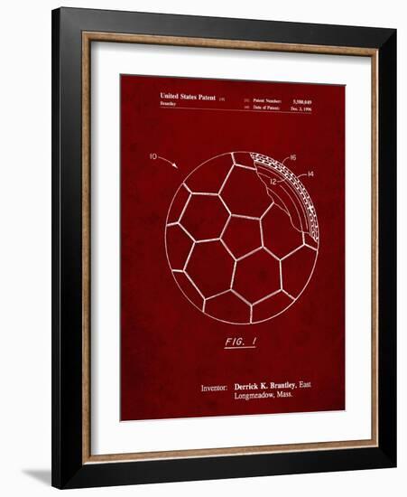 PP1047-Burgundy Soccer Ball Layers Patent Poster-Cole Borders-Framed Giclee Print