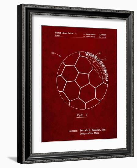 PP1047-Burgundy Soccer Ball Layers Patent Poster-Cole Borders-Framed Giclee Print