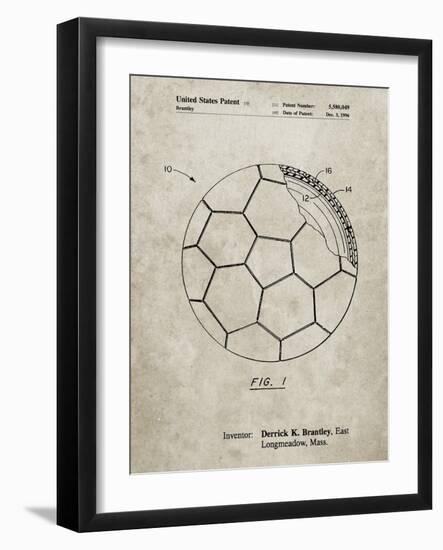 PP1047-Sandstone Soccer Ball Layers Patent Poster-Cole Borders-Framed Giclee Print