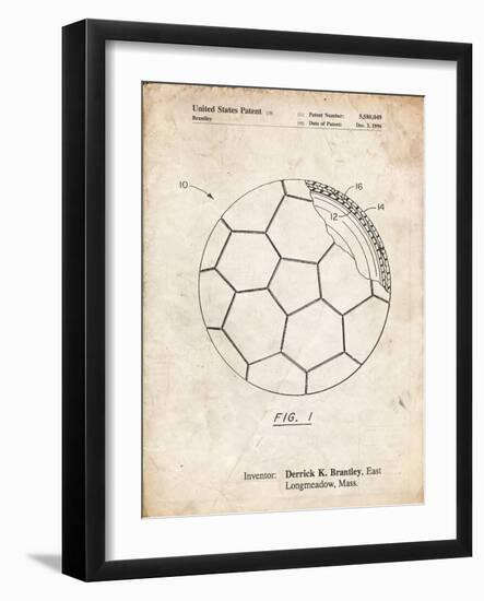 PP1047-Vintage Parchment Soccer Ball Layers Patent Poster-Cole Borders-Framed Giclee Print