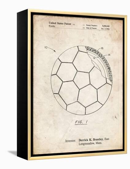 PP1047-Vintage Parchment Soccer Ball Layers Patent Poster-Cole Borders-Framed Premier Image Canvas