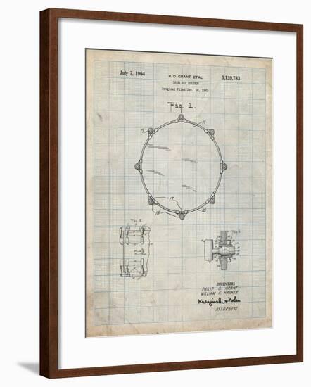 PP105-Antique Grid Parchment Drum Key Holder Patent Poster-Cole Borders-Framed Giclee Print