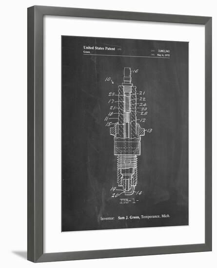 PP1051-Chalkboard Spark Plug Patent Poster-Cole Borders-Framed Giclee Print