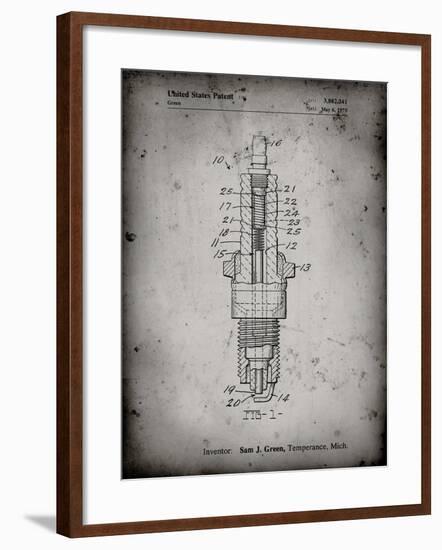 PP1051-Faded Grey Spark Plug Patent Poster-Cole Borders-Framed Giclee Print