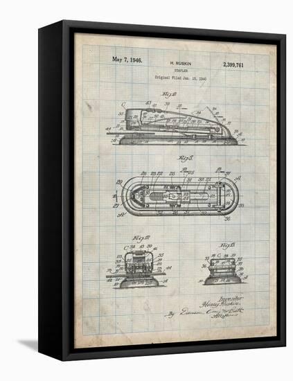 PP1052-Antique Grid Parchment Stapler Patent Poster-Cole Borders-Framed Premier Image Canvas