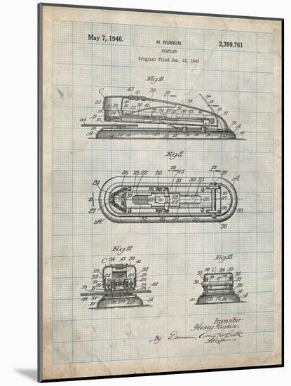 PP1052-Antique Grid Parchment Stapler Patent Poster-Cole Borders-Mounted Giclee Print