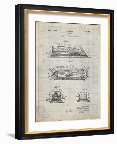 PP1052-Antique Grid Parchment Stapler Patent Poster-Cole Borders-Framed Giclee Print