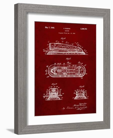 PP1052-Burgundy Stapler Patent Poster-Cole Borders-Framed Giclee Print