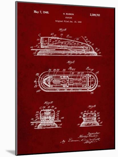 PP1052-Burgundy Stapler Patent Poster-Cole Borders-Mounted Giclee Print