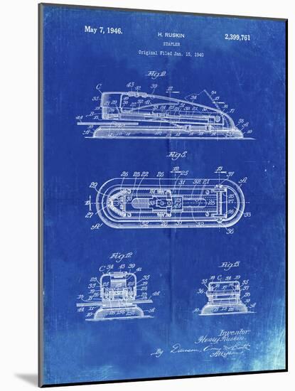 PP1052-Faded Blueprint Stapler Patent Poster-Cole Borders-Mounted Giclee Print