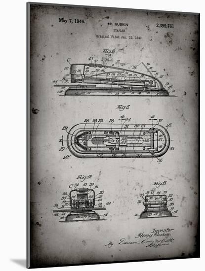 PP1052-Faded Grey Stapler Patent Poster-Cole Borders-Mounted Giclee Print