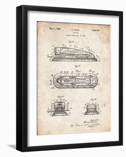 PP1052-Vintage Parchment Stapler Patent Poster-Cole Borders-Framed Giclee Print