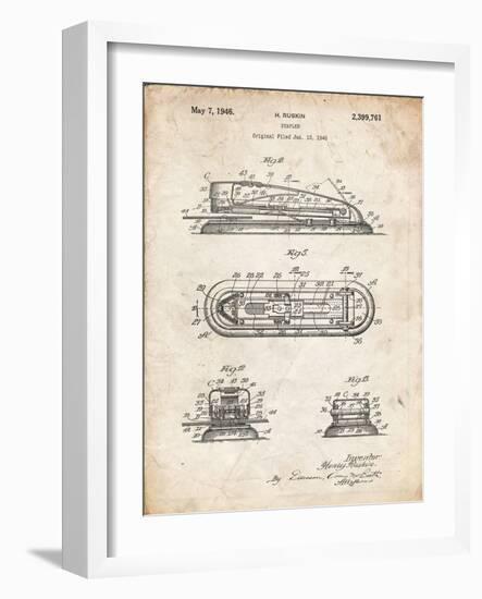 PP1052-Vintage Parchment Stapler Patent Poster-Cole Borders-Framed Giclee Print