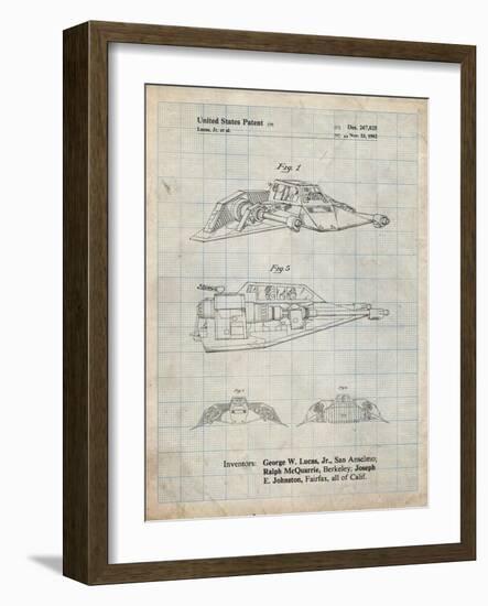 PP1057-Antique Grid Parchment Star Wars Snowspeeder Poster-Cole Borders-Framed Giclee Print