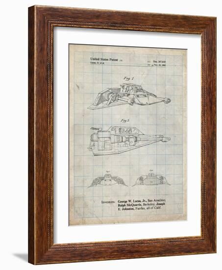 PP1057-Antique Grid Parchment Star Wars Snowspeeder Poster-Cole Borders-Framed Giclee Print