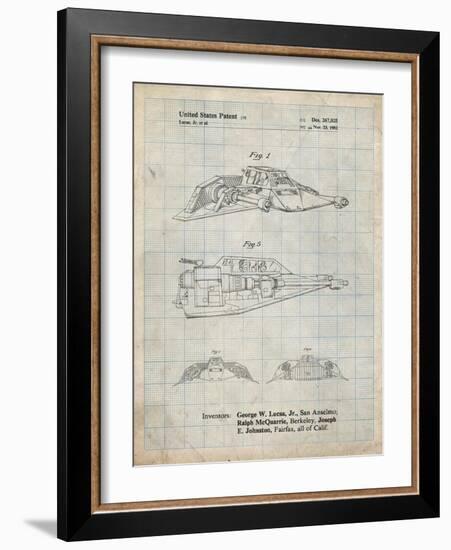 PP1057-Antique Grid Parchment Star Wars Snowspeeder Poster-Cole Borders-Framed Giclee Print