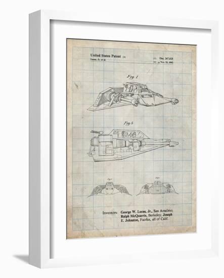 PP1057-Antique Grid Parchment Star Wars Snowspeeder Poster-Cole Borders-Framed Giclee Print