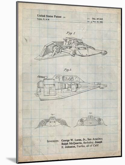 PP1057-Antique Grid Parchment Star Wars Snowspeeder Poster-Cole Borders-Mounted Giclee Print