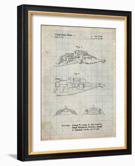 PP1057-Antique Grid Parchment Star Wars Snowspeeder Poster-Cole Borders-Framed Giclee Print