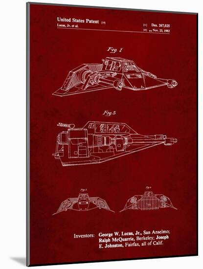 PP1057-Burgundy Star Wars Snowspeeder Poster-Cole Borders-Mounted Giclee Print