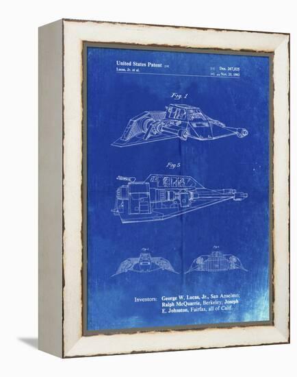 PP1057-Faded Blueprint Star Wars Snowspeeder Poster-Cole Borders-Framed Premier Image Canvas