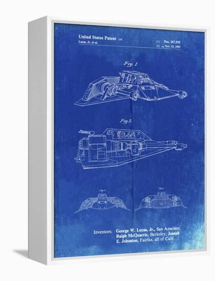 PP1057-Faded Blueprint Star Wars Snowspeeder Poster-Cole Borders-Framed Premier Image Canvas