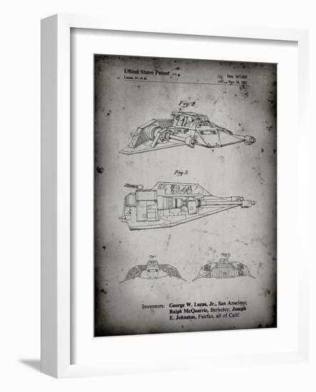 PP1057-Faded Grey Star Wars Snowspeeder Poster-Cole Borders-Framed Giclee Print