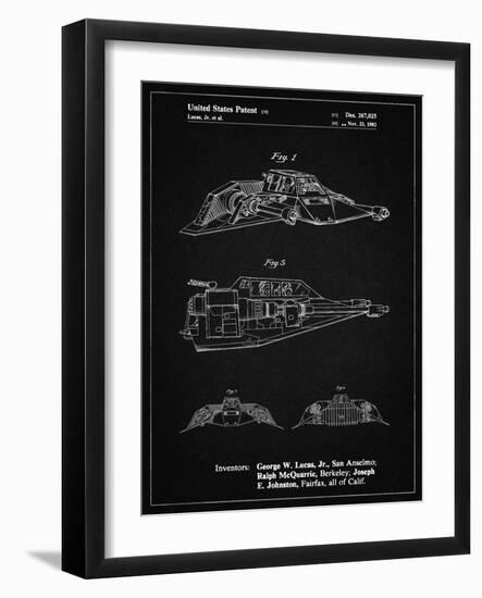 PP1057-Vintage Black Star Wars Snowspeeder Poster-Cole Borders-Framed Giclee Print