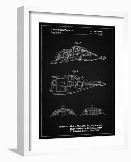 PP1057-Vintage Black Star Wars Snowspeeder Poster-Cole Borders-Framed Giclee Print