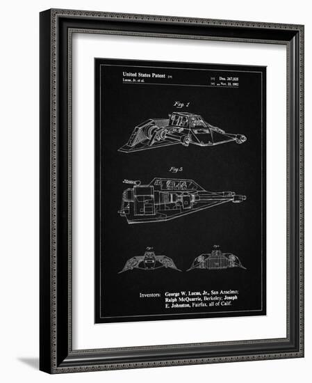 PP1057-Vintage Black Star Wars Snowspeeder Poster-Cole Borders-Framed Giclee Print