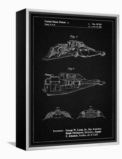 PP1057-Vintage Black Star Wars Snowspeeder Poster-Cole Borders-Framed Premier Image Canvas