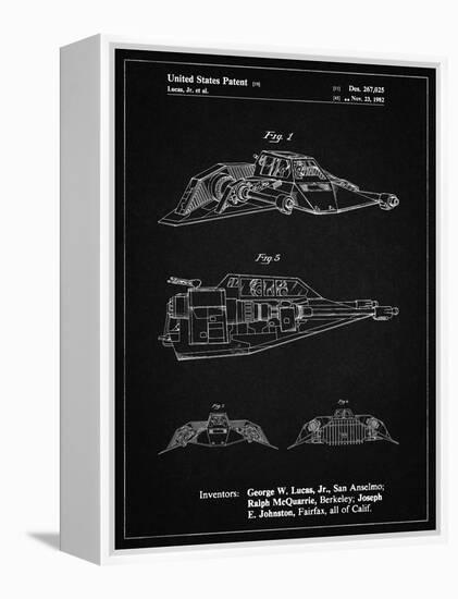 PP1057-Vintage Black Star Wars Snowspeeder Poster-Cole Borders-Framed Premier Image Canvas