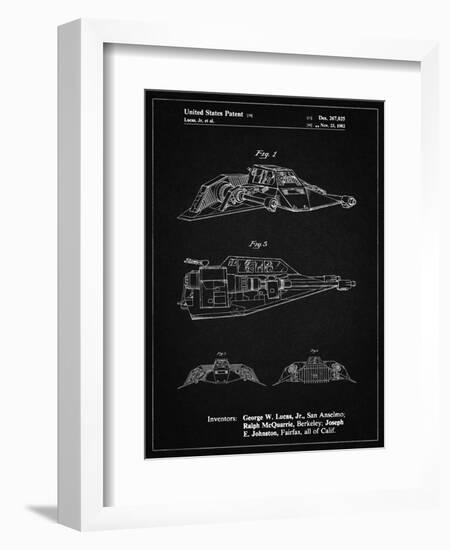 PP1057-Vintage Black Star Wars Snowspeeder Poster-Cole Borders-Framed Giclee Print