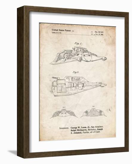 PP1057-Vintage Parchment Star Wars Snowspeeder Poster-Cole Borders-Framed Giclee Print