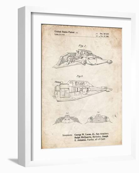 PP1057-Vintage Parchment Star Wars Snowspeeder Poster-Cole Borders-Framed Giclee Print