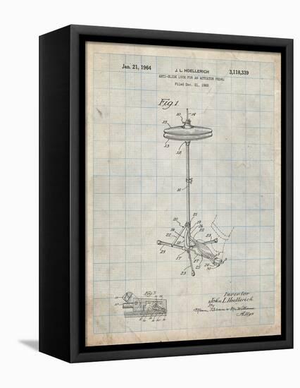 PP106-Antique Grid Parchment Hi Hat Cymbal Stand and Pedal Patent Poster-Cole Borders-Framed Premier Image Canvas