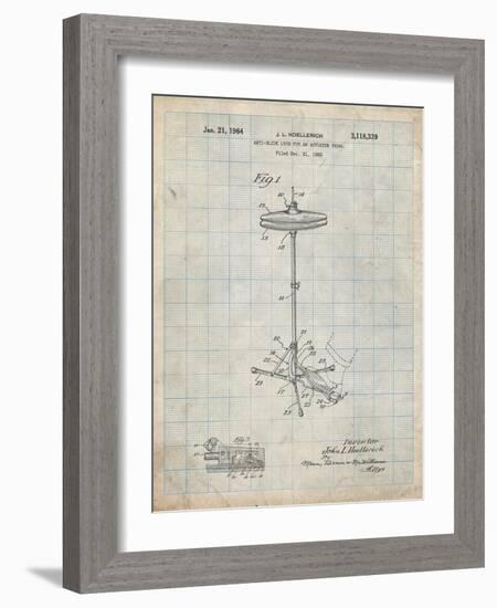 PP106-Antique Grid Parchment Hi Hat Cymbal Stand and Pedal Patent Poster-Cole Borders-Framed Giclee Print