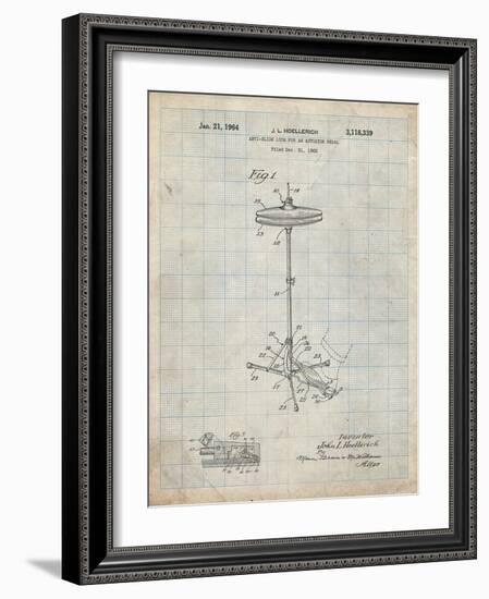 PP106-Antique Grid Parchment Hi Hat Cymbal Stand and Pedal Patent Poster-Cole Borders-Framed Giclee Print