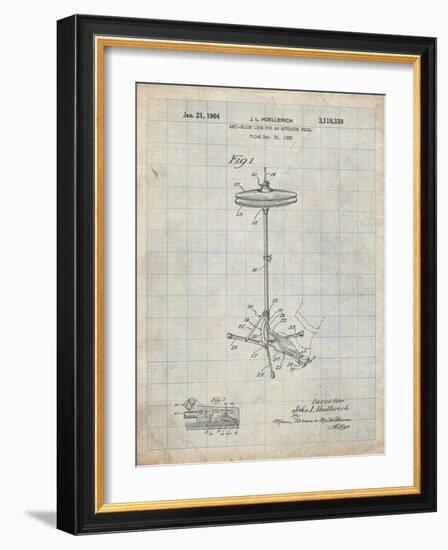 PP106-Antique Grid Parchment Hi Hat Cymbal Stand and Pedal Patent Poster-Cole Borders-Framed Giclee Print